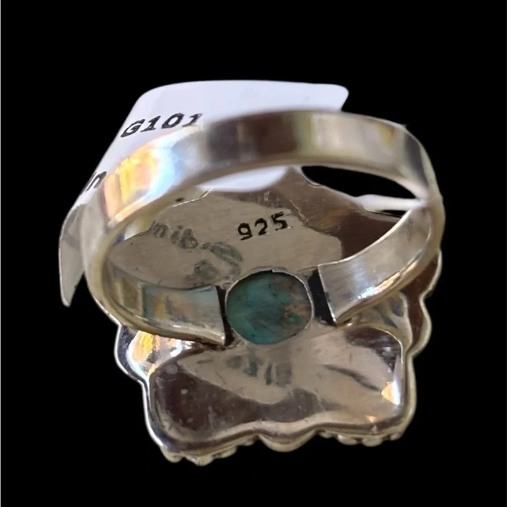 925 Sterling Silver and Blue Sediment Jasper Star Ring 7